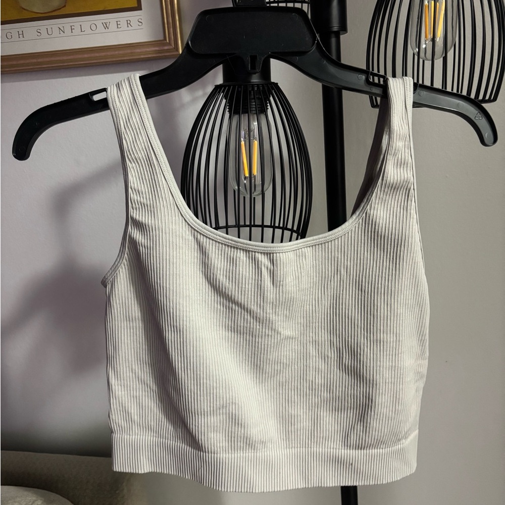Zara White Ribbed Tank Top